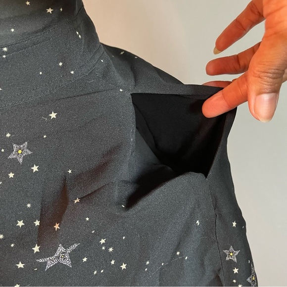 A.L.C. Pedro Black Star Pattern Long Sleeve Silk Dress - Picture 7 of 10